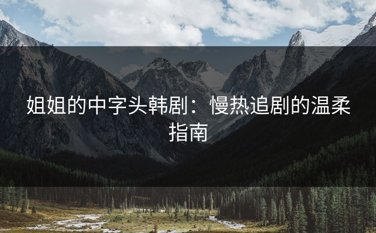 姐姐的中字头韩剧：慢热追剧的温柔指南