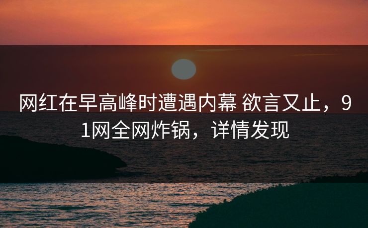 网红在早高峰时遭遇内幕 欲言又止，91网全网炸锅，详情发现
