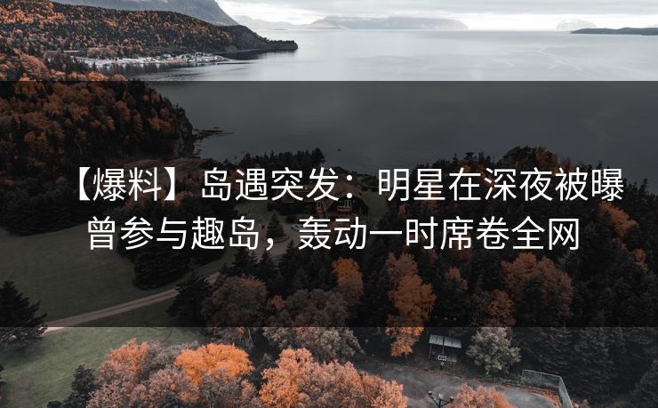 【爆料】岛遇突发：明星在深夜被曝曾参与趣岛，轰动一时席卷全网