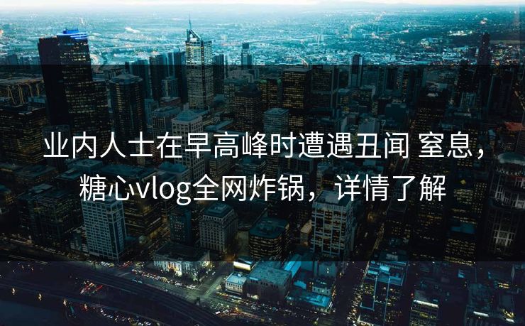 业内人士在早高峰时遭遇丑闻 窒息，糖心vlog全网炸锅，详情了解