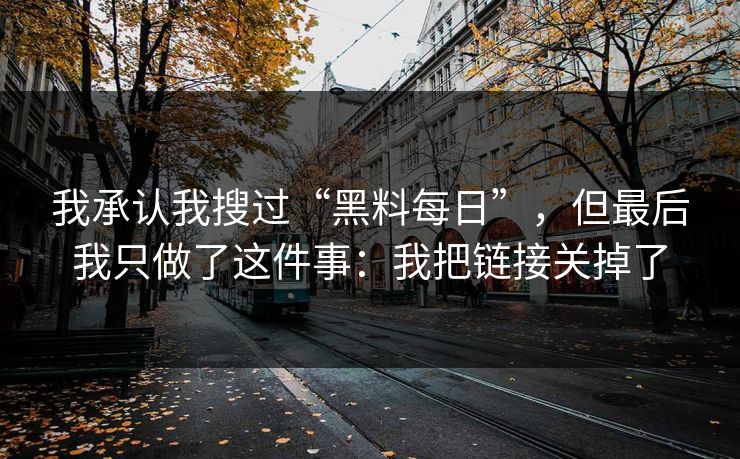 我承认我搜过“黑料每日”，但最后我只做了这件事：我把链接关掉了